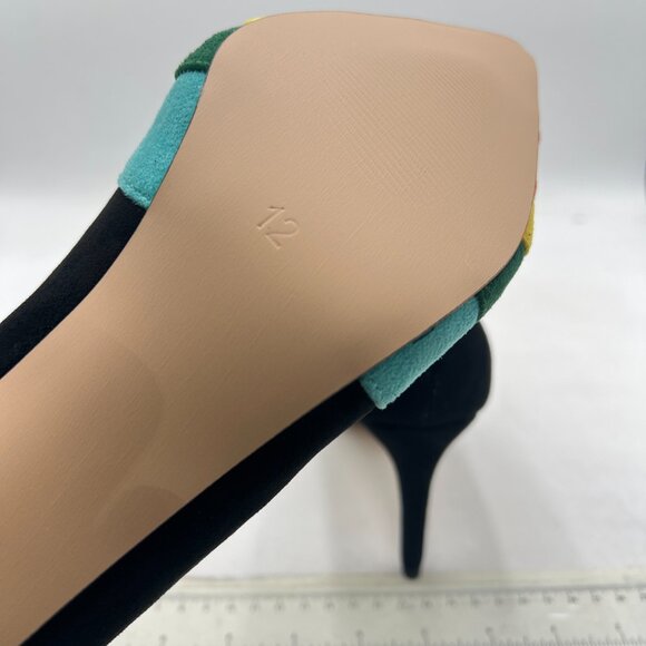 FOWT Black Rainbow Pumps High Heel Pointed Toe Pump Slip-on Rainbow Shoes - Picture 6 of 8